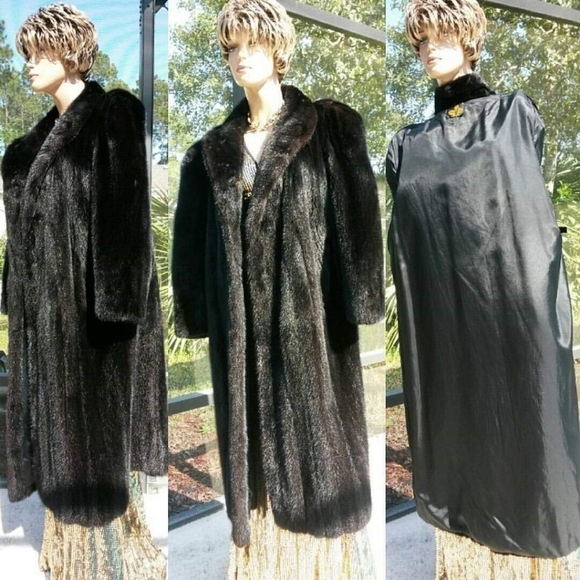 Jackets & Blazers - ELEGANT BLACK GENUINE MINK FUR FULL LENGTH COAT SIZE XLARGE